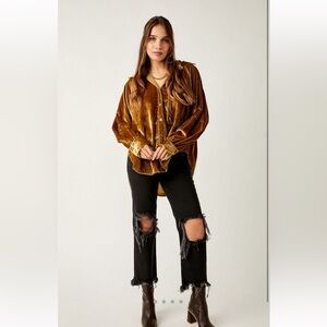 Free People Night Skies Velvet Top